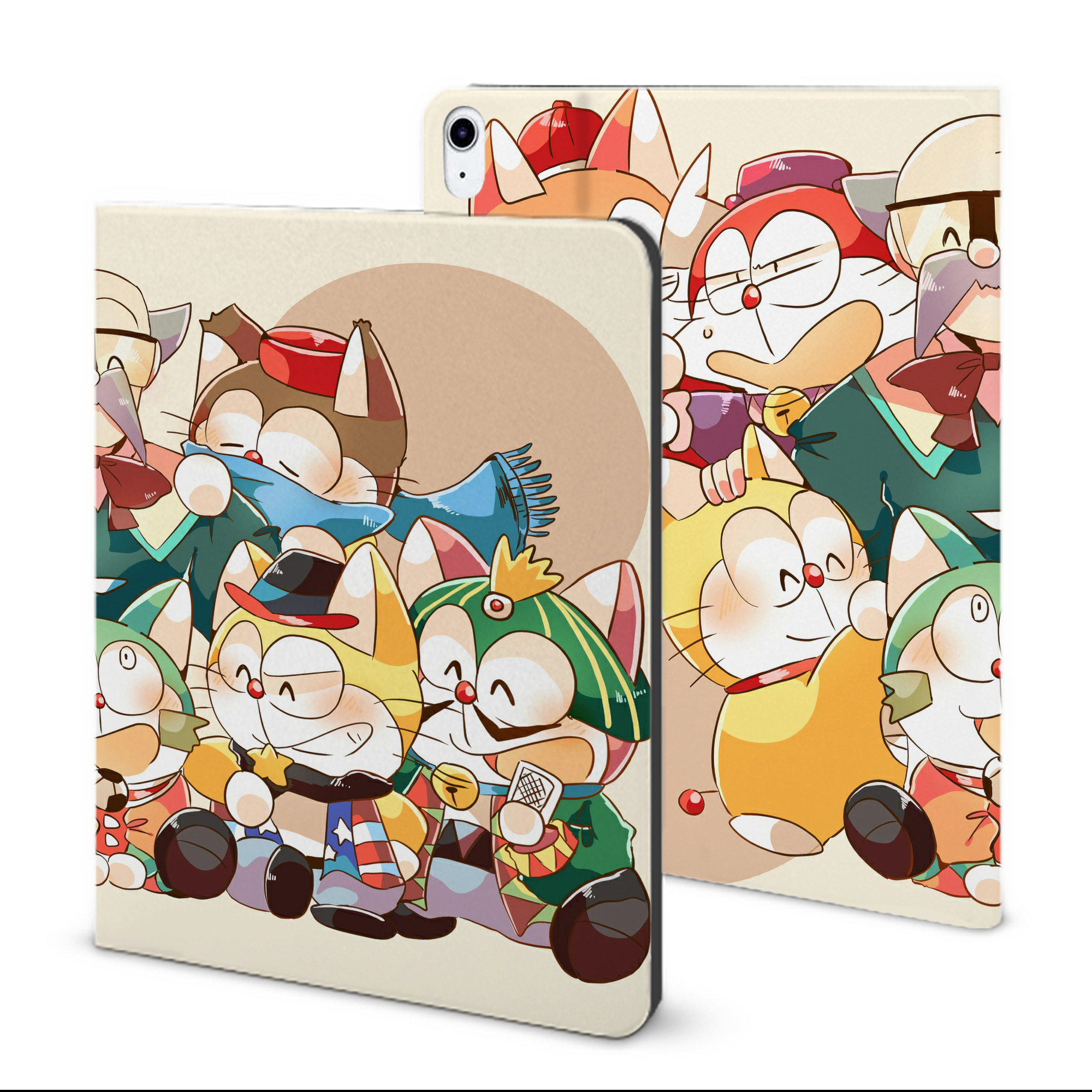 （画像用） ドラえもん Doraemon IPad ケース ブック型 PUレザー TPU 耐衝撃 軽量 薄型 ペン収納なし 全面保護 IPad 各モデル対応